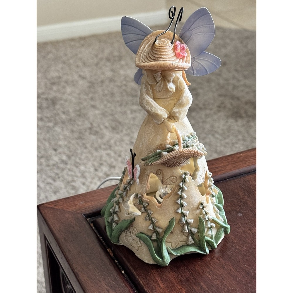 Vintage Ceramic Garden Fairy Butterfly Floral Table Desk Lamp Night Light - Picture 9 of 16